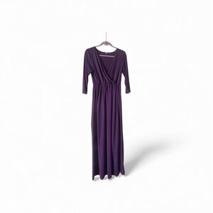 Chic Purple Maxi Dress 92% cotton 8% spandex size L soft elegant dress